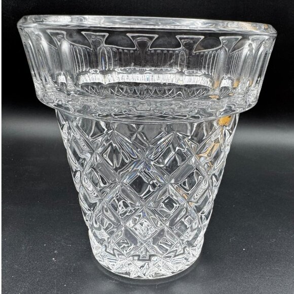 Vtg Waterford Marquis Diamond-Cut Flower Pot Vase 5.25" Tall Starburst Base Desi - Picture 2 of 7